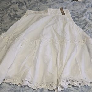 J Crew Women's Midi Skirt With Eyelet In Organic Cotton